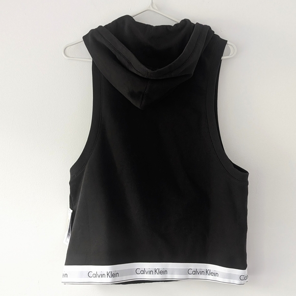 NWT Calvin Klein Women's Black Sleeveless Hoodie In Size M - Picture 8 of 10